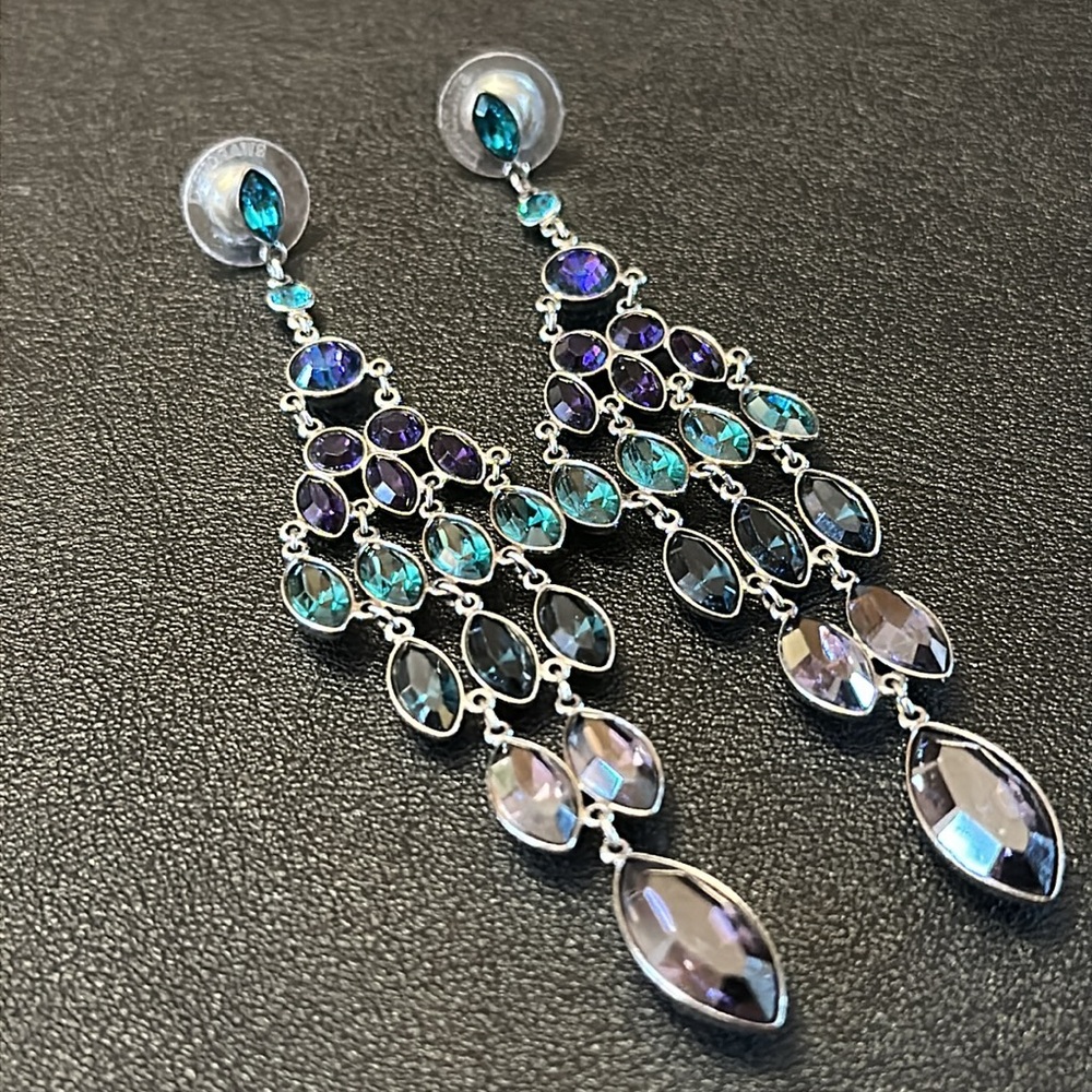 Swarovski Multi-Color Statement Drop Post Back Ea… - image 6